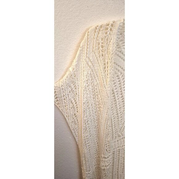 J. Jill White Crochet Cotton Knit Open Front  Over Size Cardigan Kimono Sz M/L - Picture 2 of 12